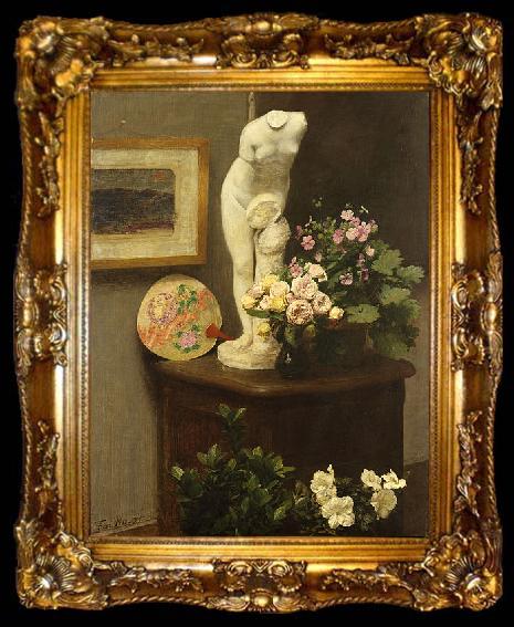 framed  Henri Fantin-Latour Flores e Objectos Diversos, ta009-2